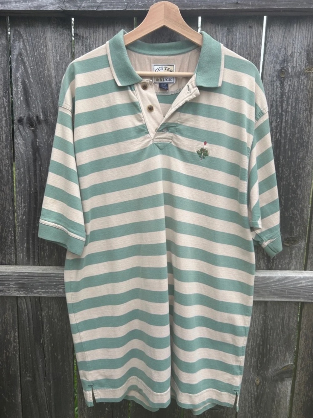 Vintage Cutter & Buck 1990s Made in USA Striped Polo Shirt XL Retro
